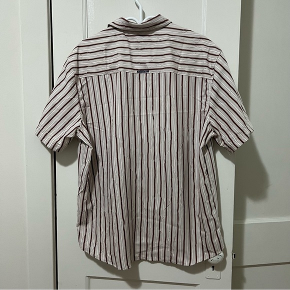 Point Zero Red and White Striped Short Sleeve Textured Button Down - Picture 8 of 9